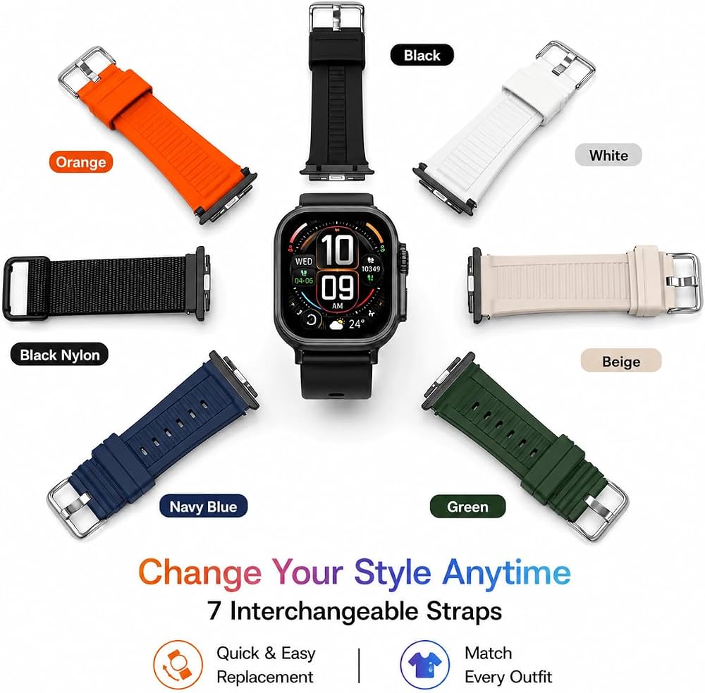 Ultra 3 Pro Smart Watch with 7 Strap Combo | Bluetooth Calling Smartwatch for Men & Women with Fitness Tracker, Heart Rate Monitor & Wireless Charging. view 4