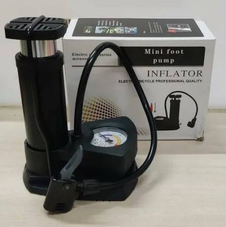 Portable Air Pump With Pressure Meter | Heavy Duty Manual Tyre Inflator Pump for Car, Bike, Bicycle, Motorcycle, Football & Inflatable Toys | Foot Pump view 5