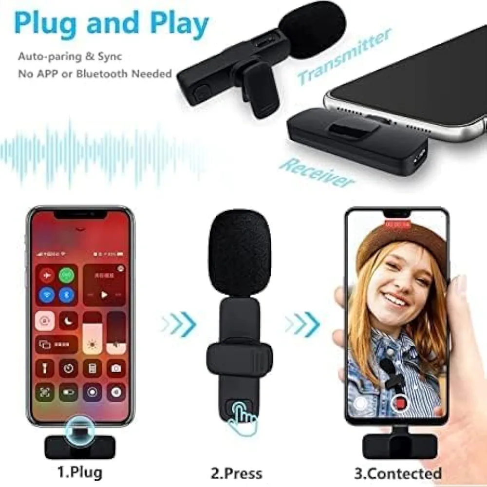 K8 Wireless Lavalier Microphone Type C Audio Recording Device view 5
