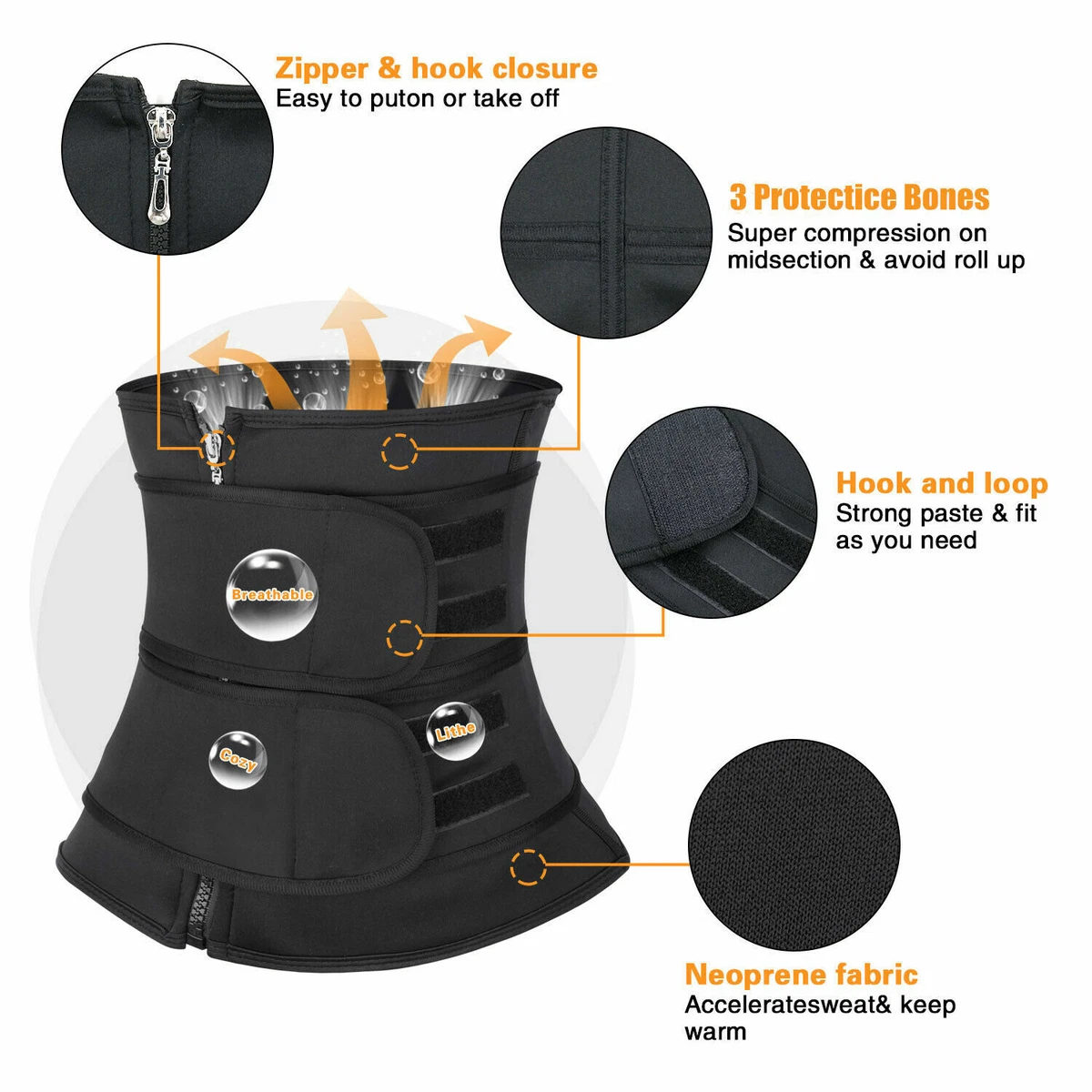 Women's Waist Strap, Abdominal Fat Waist Trainer | Abdominal Compression And Shaping | Effective Abdominal Double Waist Belt, Sweating Elastic Hook And Loop Buckle, Waist Shaping Waist Belt view 3