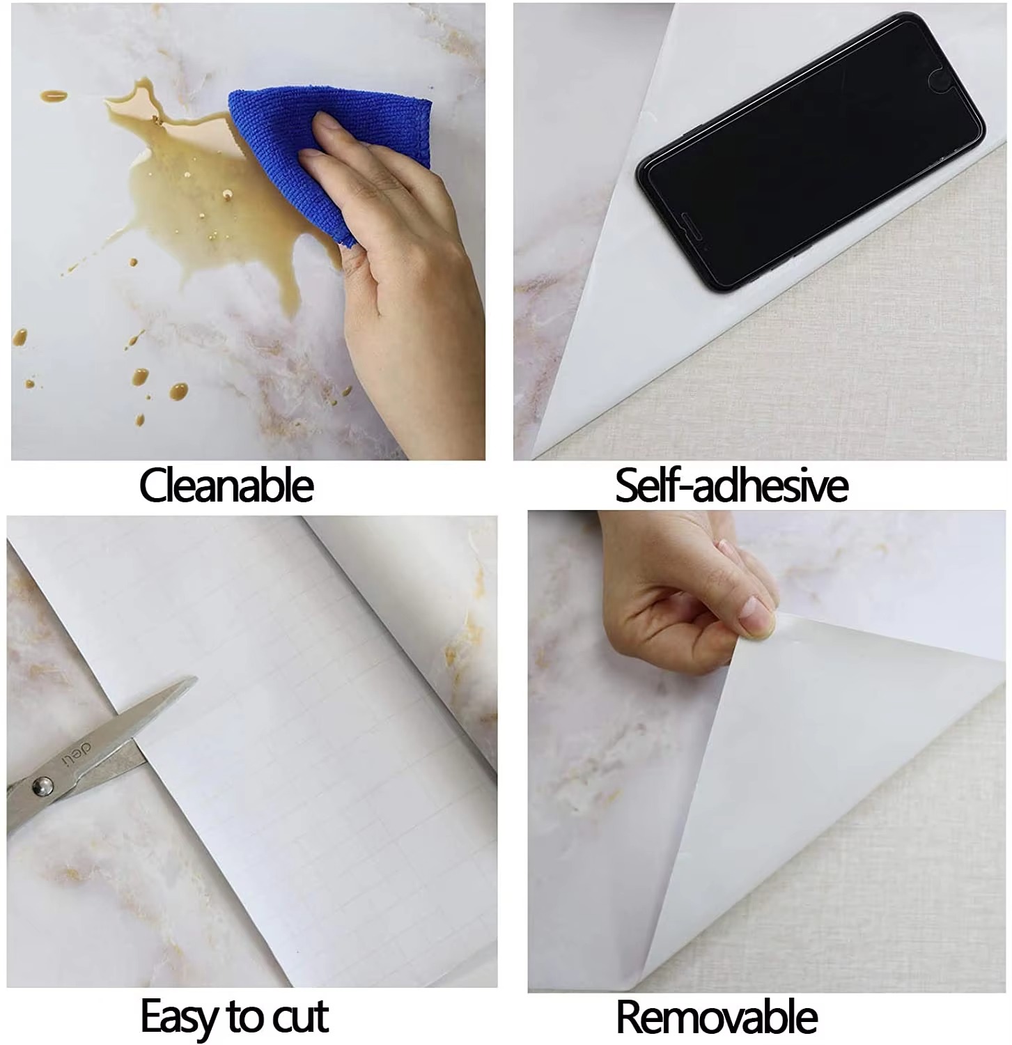 Marble Sticker Sheet 60cm X 2m Self Adhesive Decorative Wall And Furniture Sticker | Random Colour view 3