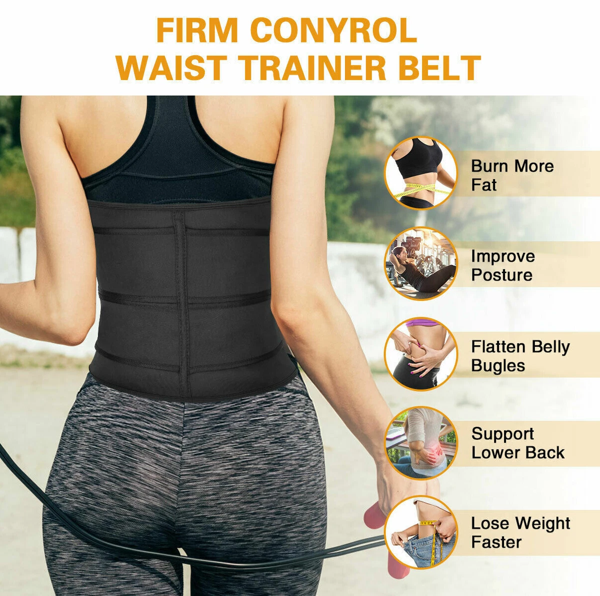 Women's Waist Strap, Abdominal Fat Waist Trainer | Abdominal Compression And Shaping | Effective Abdominal Double Waist Belt, Sweating Elastic Hook And Loop Buckle, Waist Shaping Waist Belt view 2