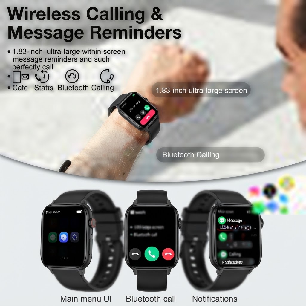 Ultra 3 Pro Smart Watch with 7 Strap Combo | Bluetooth Calling Smartwatch for Men & Women with Fitness Tracker, Heart Rate Monitor & Wireless Charging. view 3