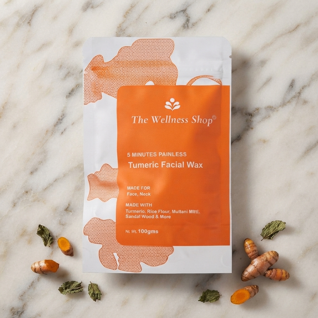 Wellness Shop Turmeric Facial Wax - 5 Min Painless Herbal Wax Powder (100g) view 2