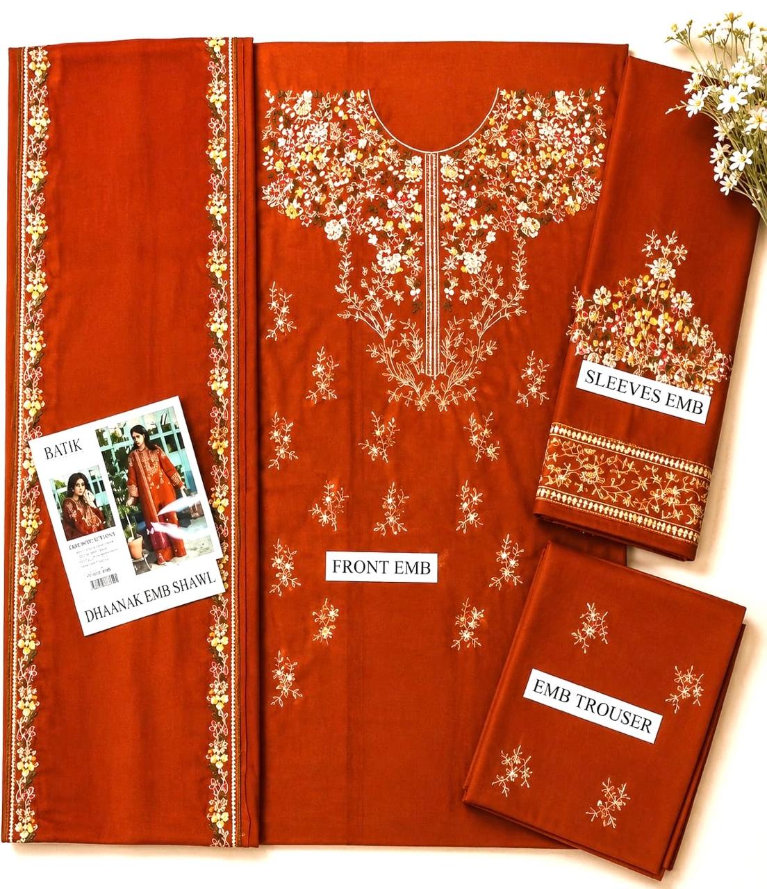 BATIK WINTER COLLECTION  Dhanak 3 PC Best Quality Stuff (Unstitched) view 4