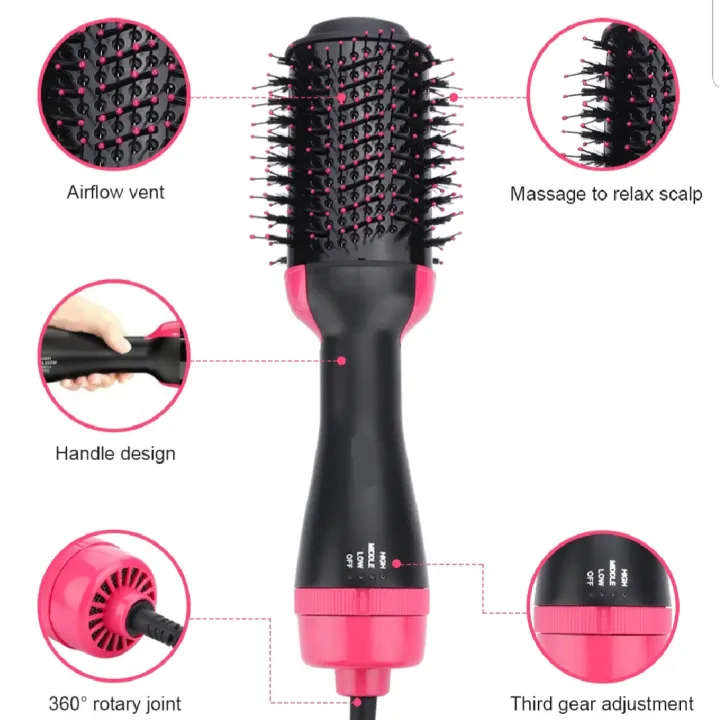 Professional 3-in-1 / 4-in-1 Hair Blow Dryer & Styler Brush view 3