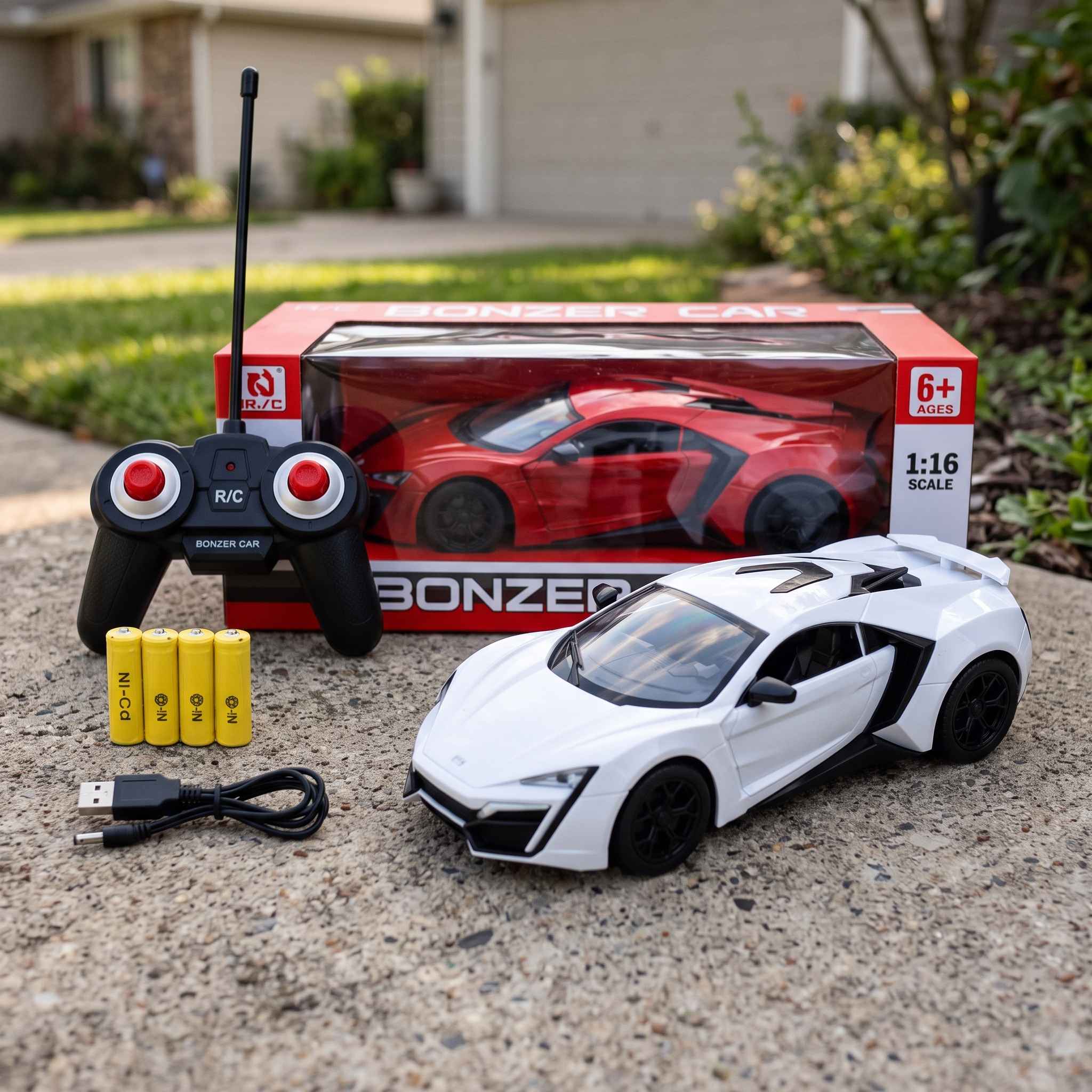 Bonzer 1:16 Remote Control Sports Car β Rechargeable RC Supercar with Lights