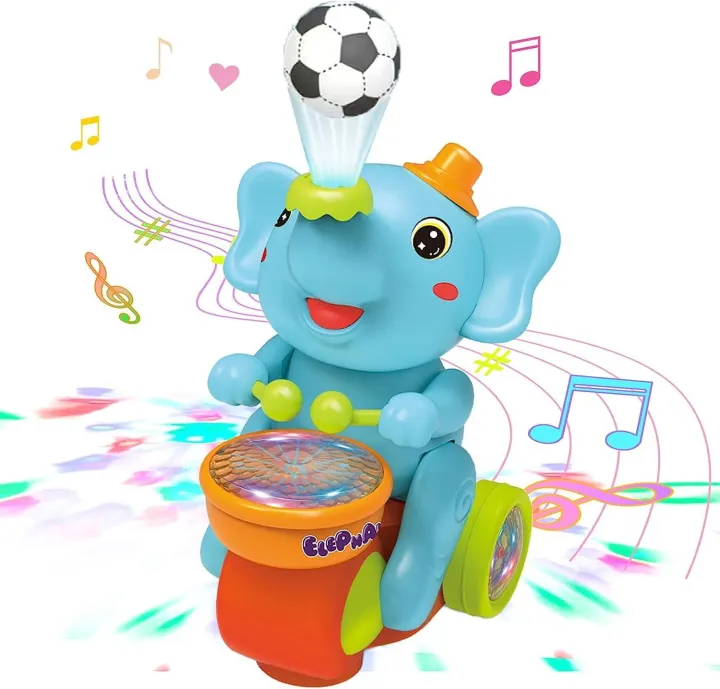 Interactive Elephant Musician Toy – Bump-and-Go Musical Toy with Lights & Sounds view 2