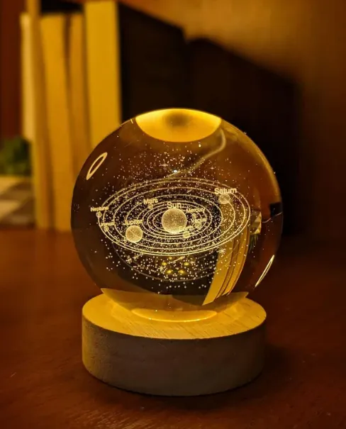 3D Ball Crystal Glass LED Table Lamp - Random Design view 3