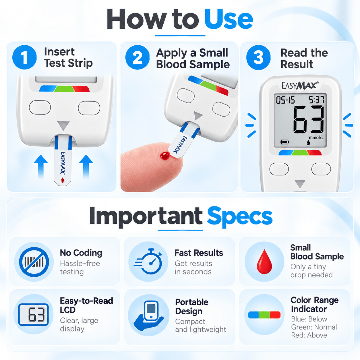 EasyMax Tag Blood Glucose Meter with 10 FREE strips view 5