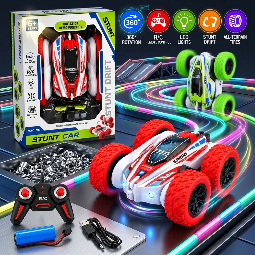 Ultimate 360° Rotating All-Terrain RC Stunt Car with 2.4GHz Control & Rechargeable Battery – Double-Sided High-Speed Action! - Random Color view 3