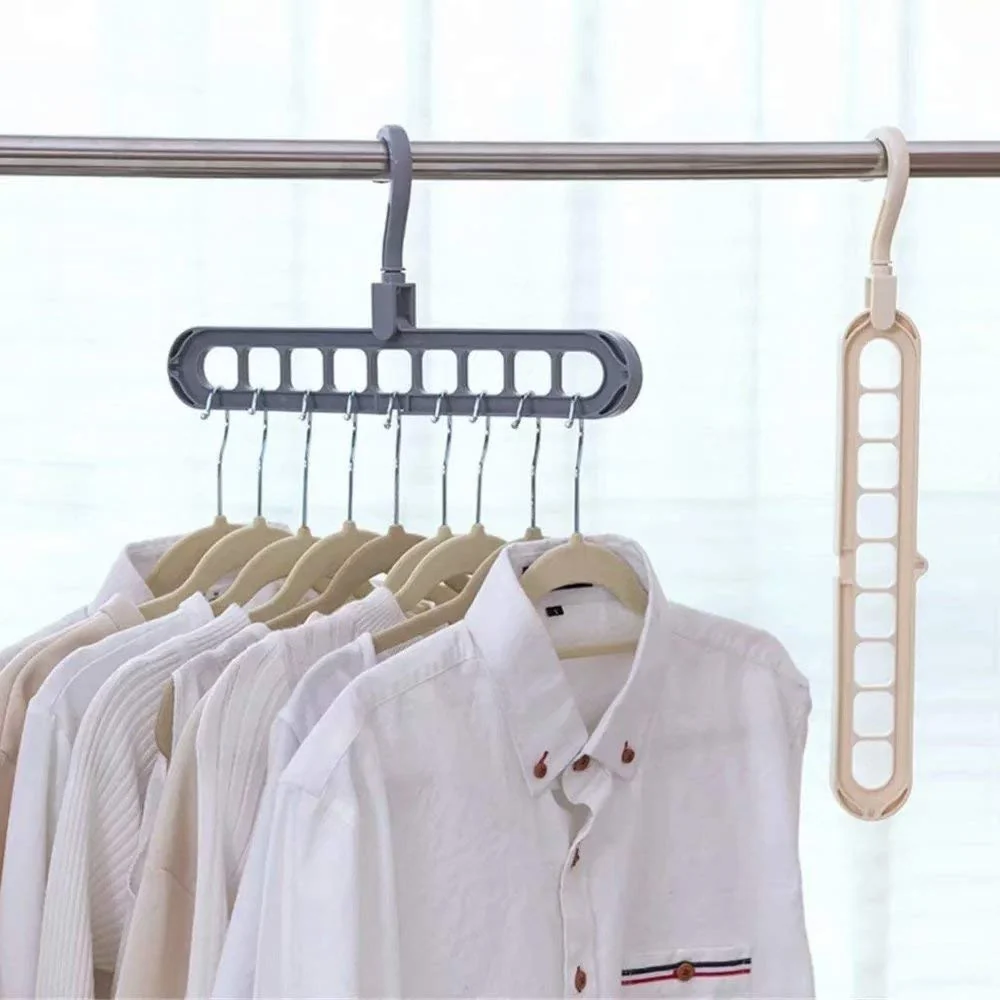 9 Hole Space Saving Hanger | Closet Organizer Magic Hanger | Hanger for Cloths | Multi Purpose Hanger (Random Color) view 3
