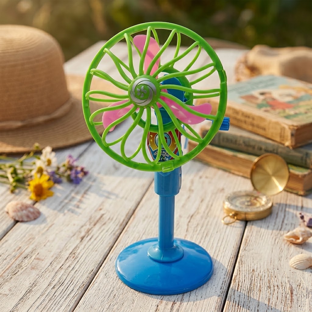 Manual Hand-Cranked Mini Fan Toy – Portable Battery-Free Cooling Fan for Kids Random Color