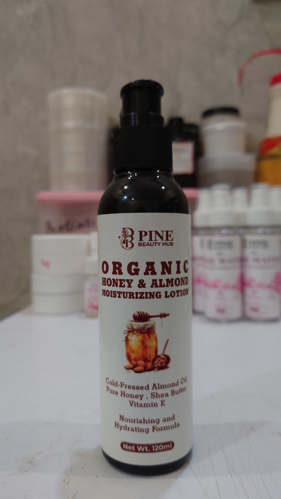 Organic Honey & Almond Moisturizing Lotion by Pine Beauty Hub | Anti-Aging & Skin Barrier Repair Body Lotion - 120ml view 3