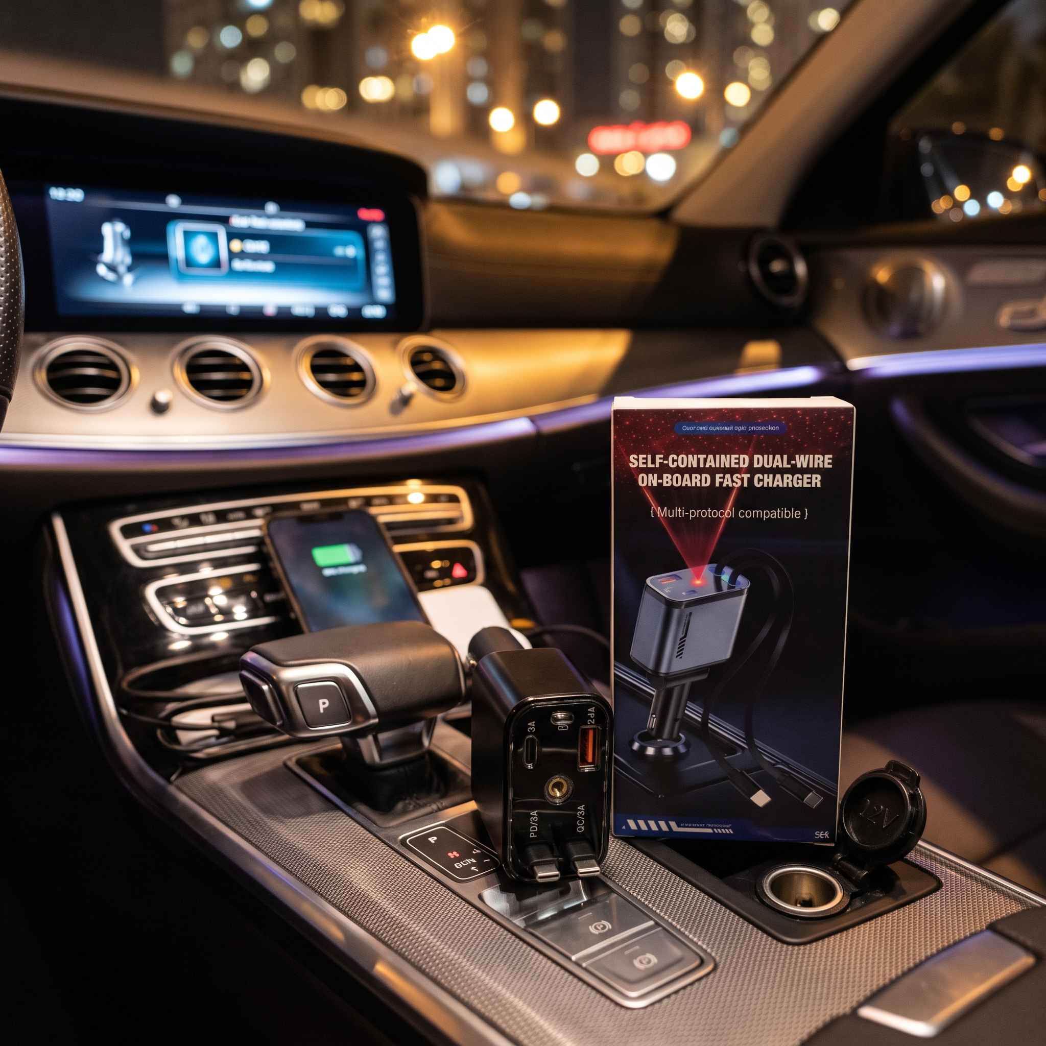 5 in 1 Self-Contained Dual-Wire On-Board Car Fast Charger view 2