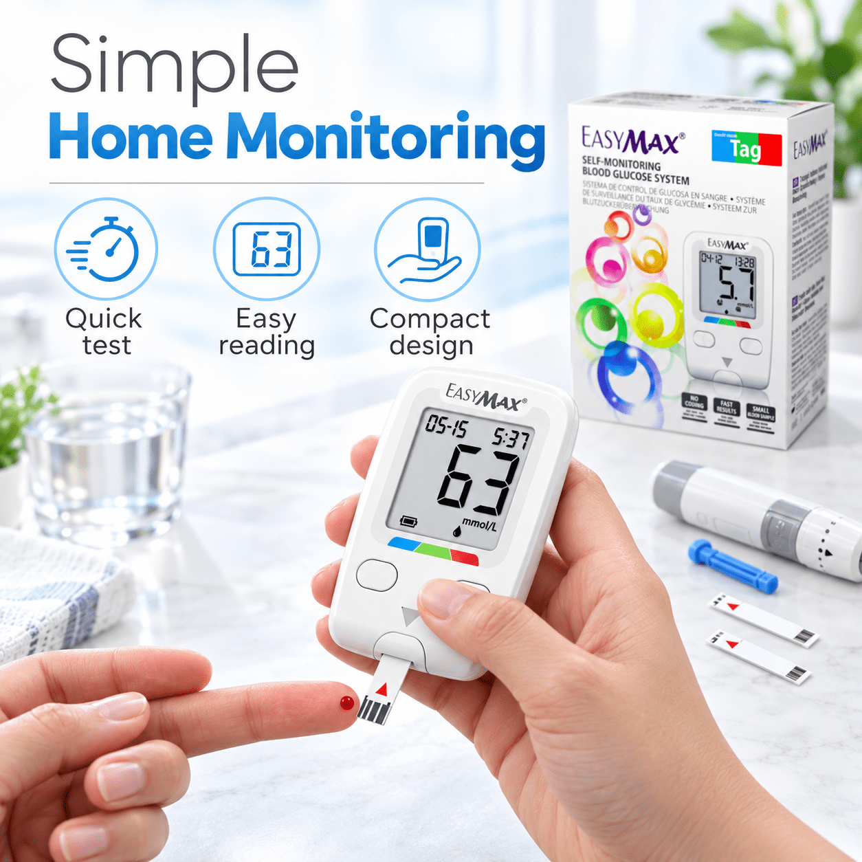 EasyMax Tag Blood Glucose Meter with 10 FREE strips view 2