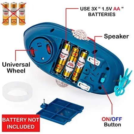 Transparent Gear Land Ship Toy – Interactive Light-Up Toy with Rotating Fish Lamp view 2