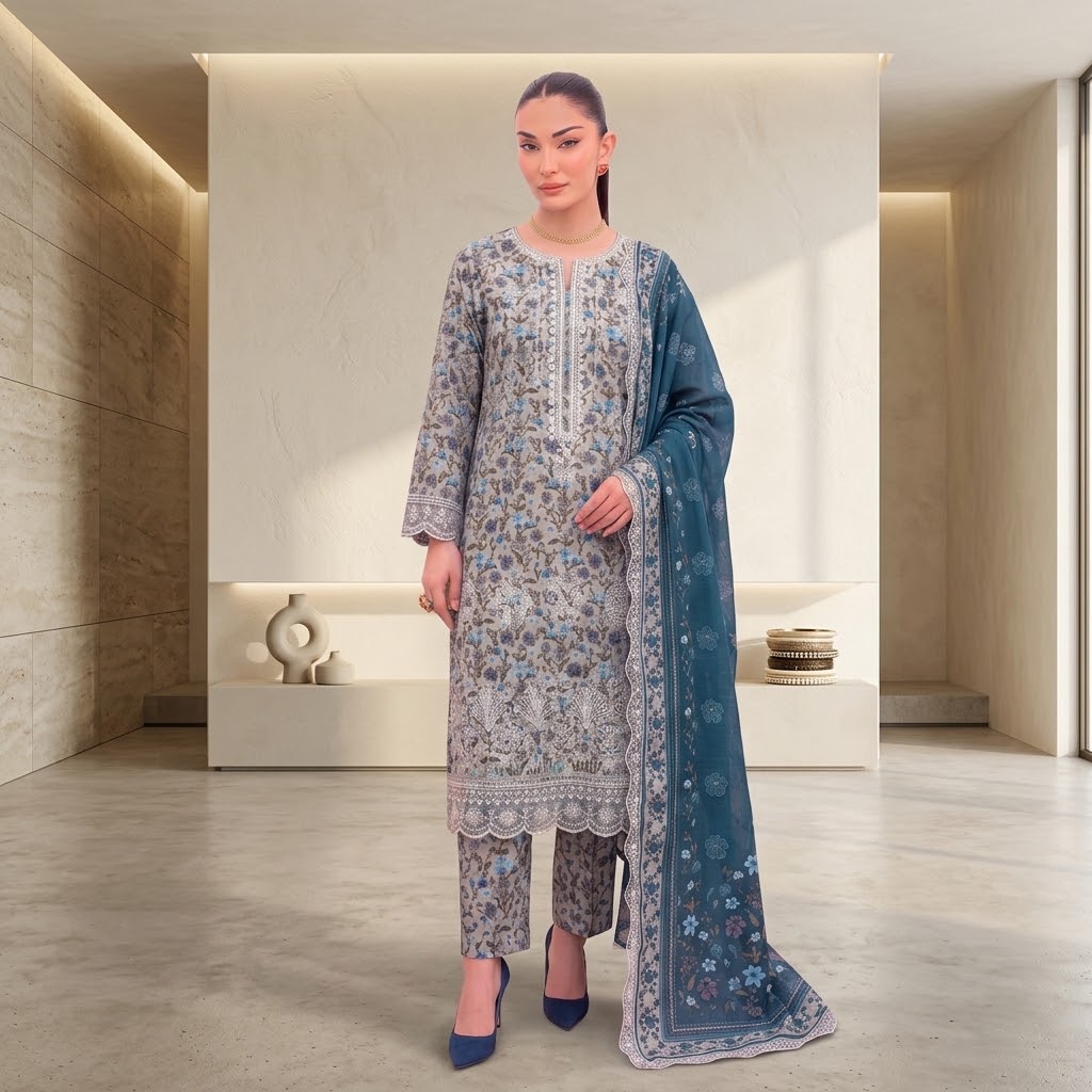 Dhanak 3-Piece Embroidered Suit