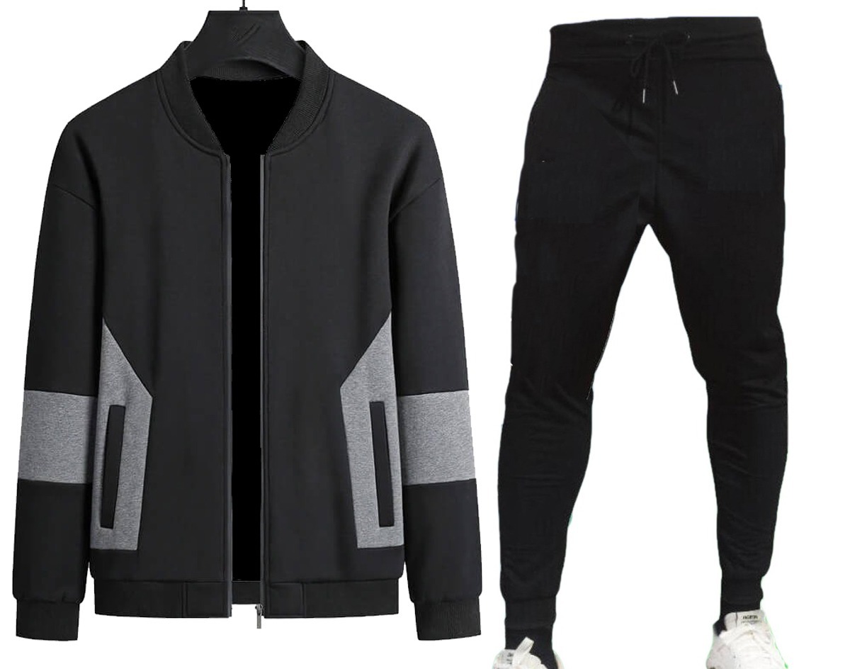 Men's Bomber Style Tracksuit - Black view 5