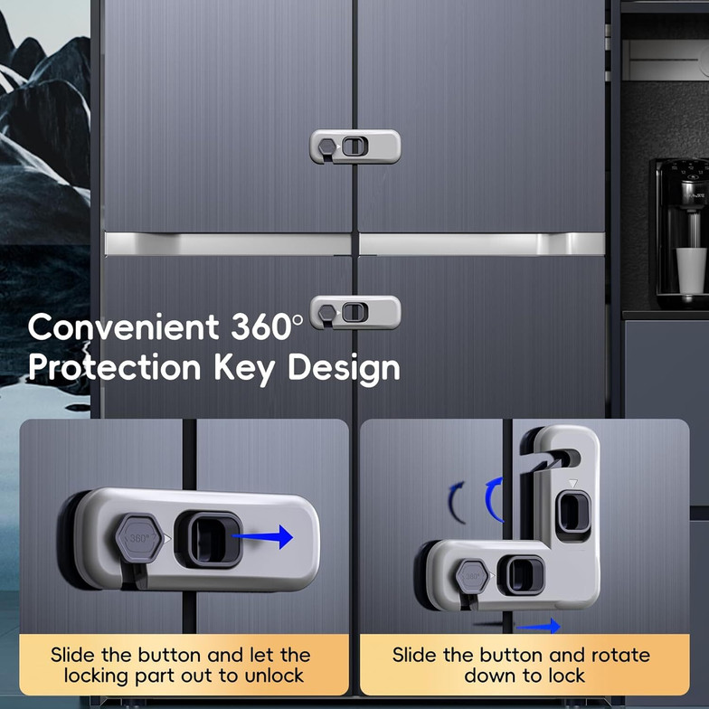 Child Proof Refrigerator Lock Safety Latch For Fridge And Cabinets - 1 Pc (Random Color) view 2