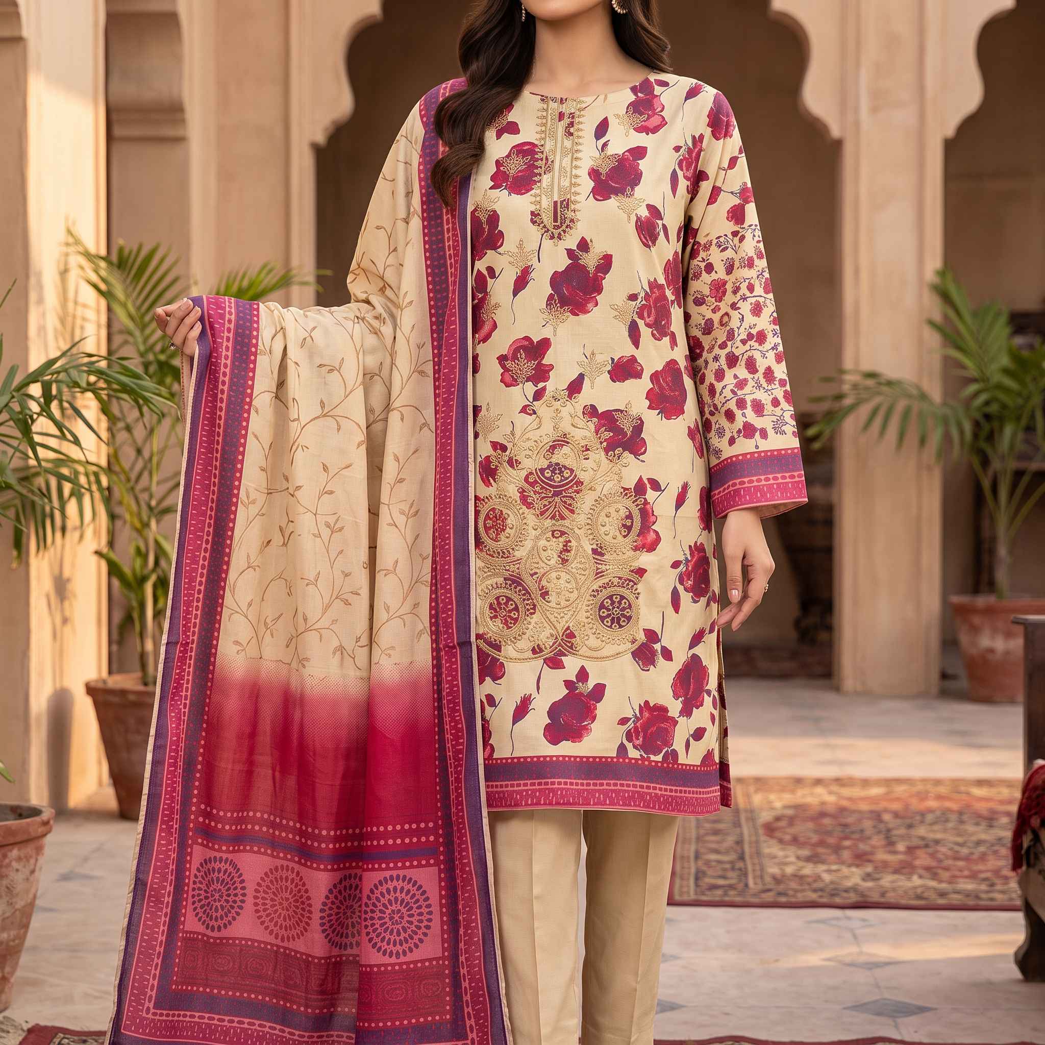 Baroque Winter Collection Dhanak 3-Piece Suit