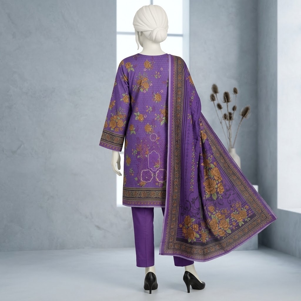 Dhanak Embroidered 3-Piece Suit - Maria.B replica