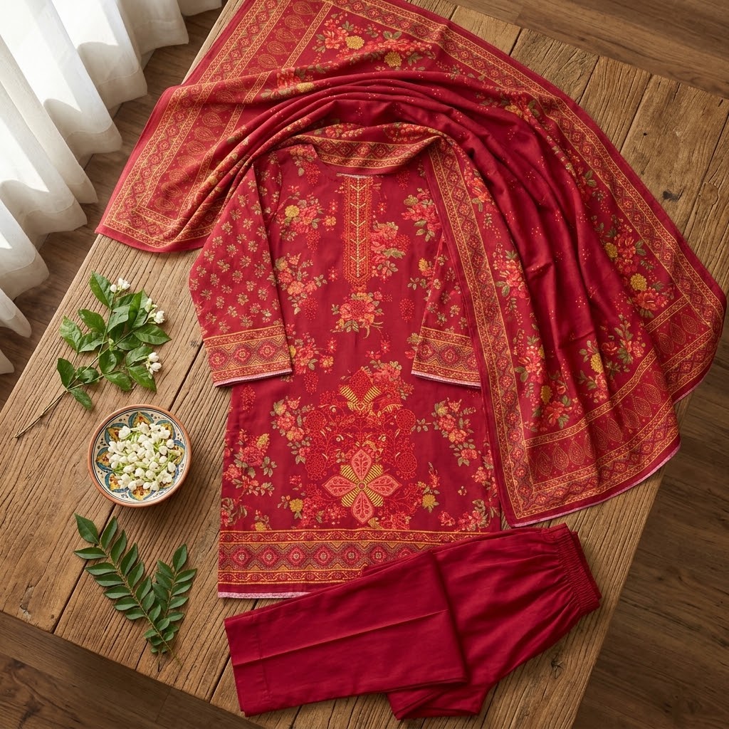 Baroque Embroidered Dhanak 3-Piece Unstitched Suit | Luxury Winter Collection view 2