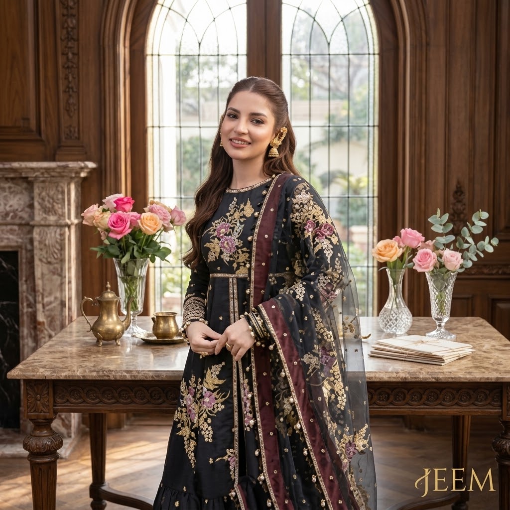 SO KAMAL Embroidered Digital Printed Khaddar 3-Piece Suit view 3