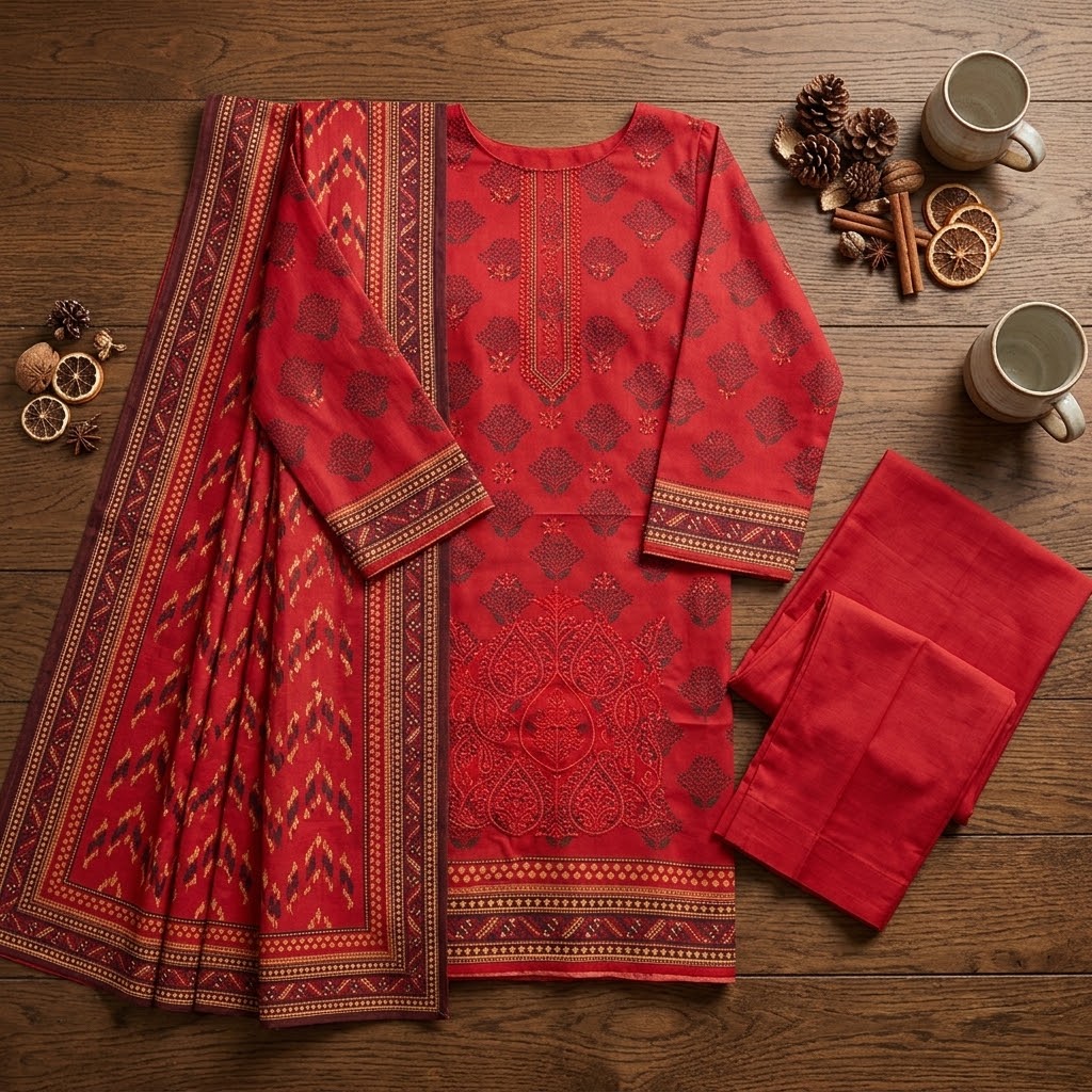 Zainab Chottani Dhanak Embroidered 3-Piece Suit view 2