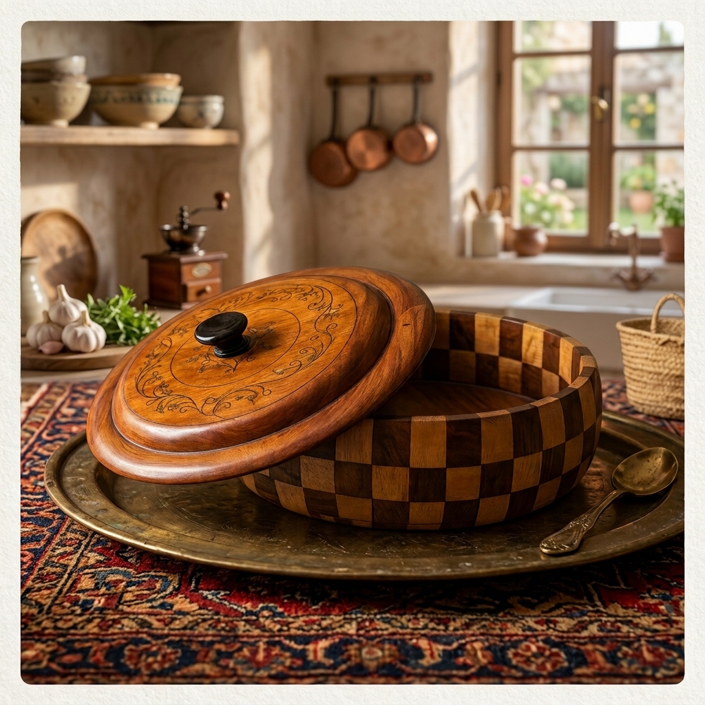 Wooden Roti Pot - Chess Style view 3