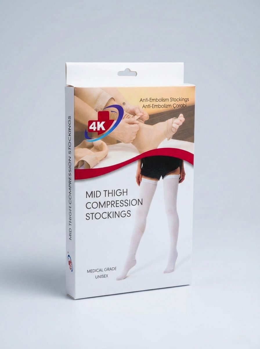 4K Medical Grade Mid Thigh Compression Stockings – Anti-Embolism Unisex Support Socks view 4