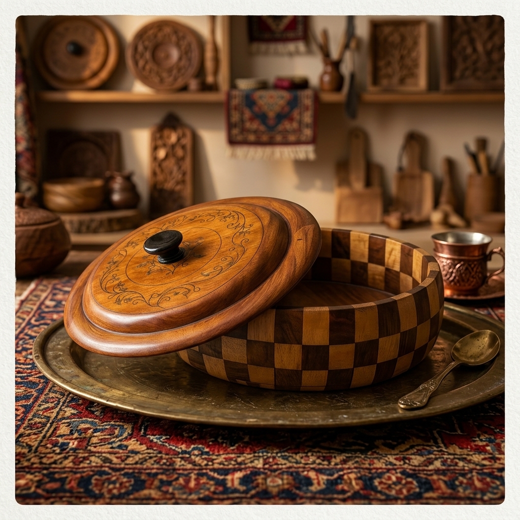 Wooden Roti Pot - Chess Style view 2