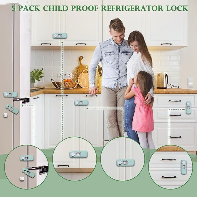 Child Proof Refrigerator Lock Safety Latch For Fridge And Cabinets - 1 Pc (Random Color) view 3