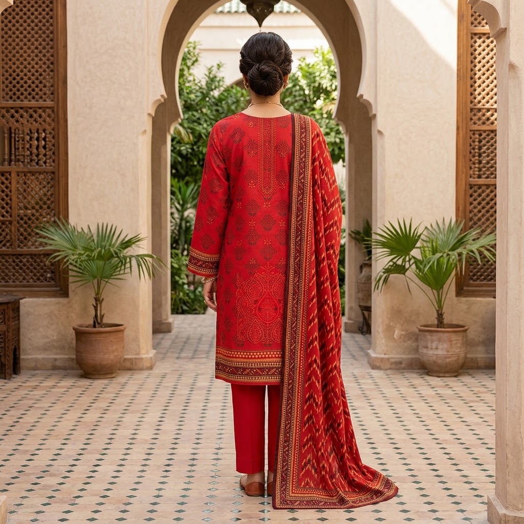 Zainab Chottani Dhanak Embroidered 3-Piece Suit view 3