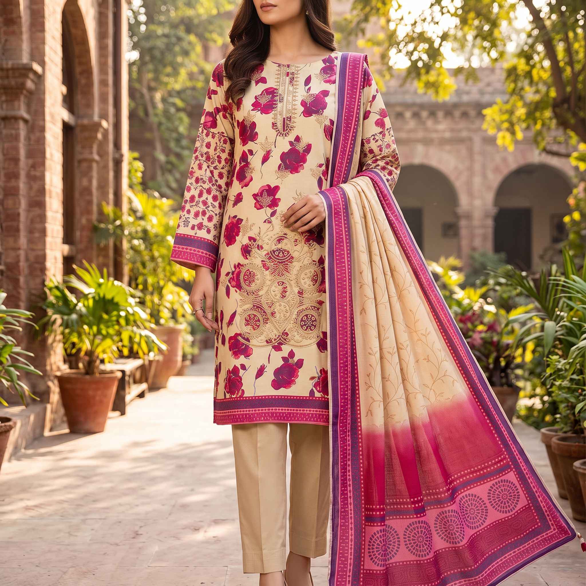 Baroque Winter Collection Dhanak 3-Piece Suit view 3