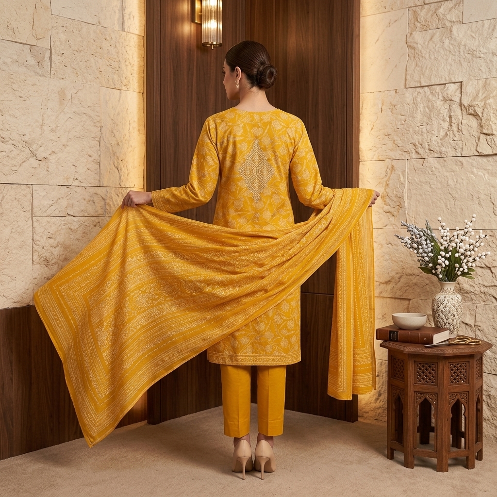 Winter Collection Dhanak 3-Piece Suit Maria B replica view 3