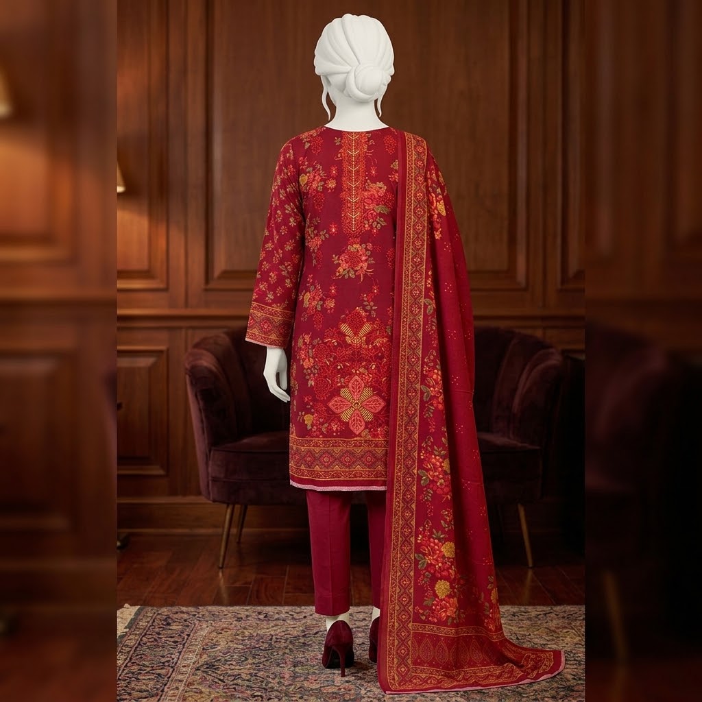 Baroque Embroidered Dhanak 3-Piece Unstitched Suit | Luxury Winter Collection
