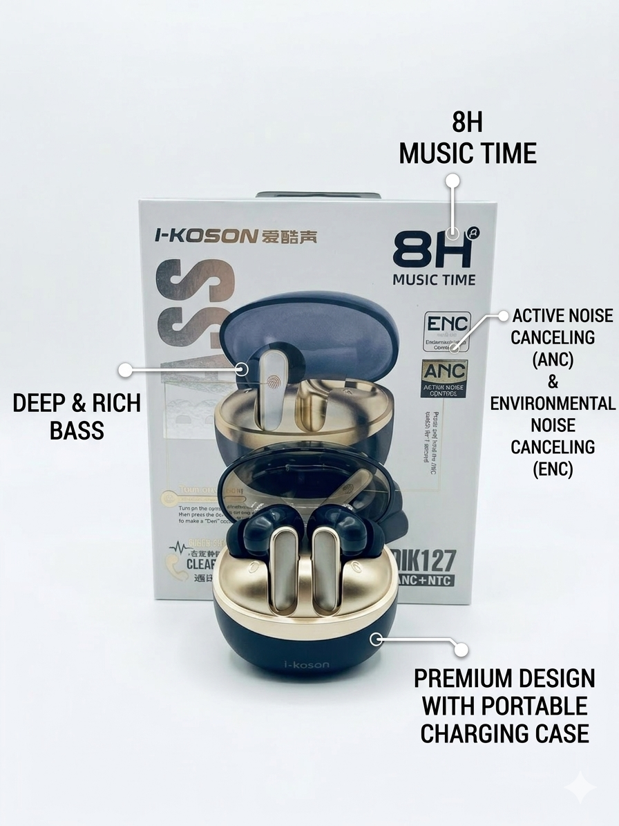 I-KOSON IK127 ANC+ENC Wireless Earbuds view 3