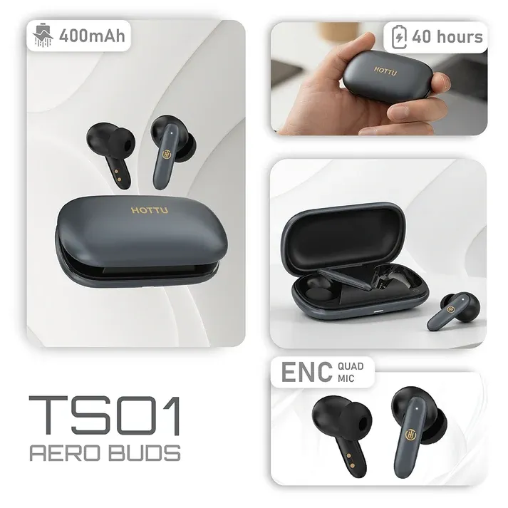 HOTTU TS01 Pocket Buds – Quad Mic ENC, Bluetooth 5.4 & 40 Hours Playtime view 4