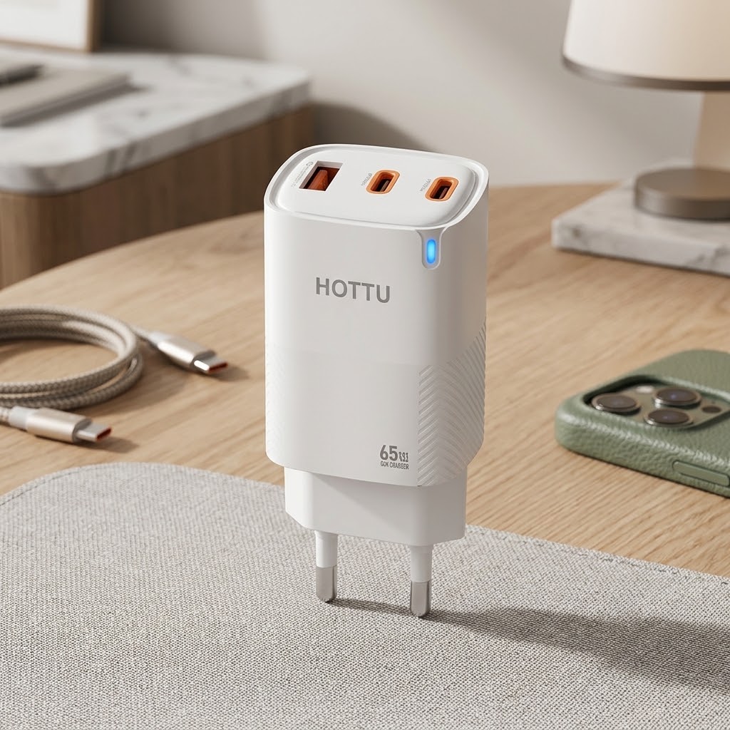 HOTTU FC34 65W GaN Super Quick Charger – Dual USB-C PD & USB-A Fast Charging