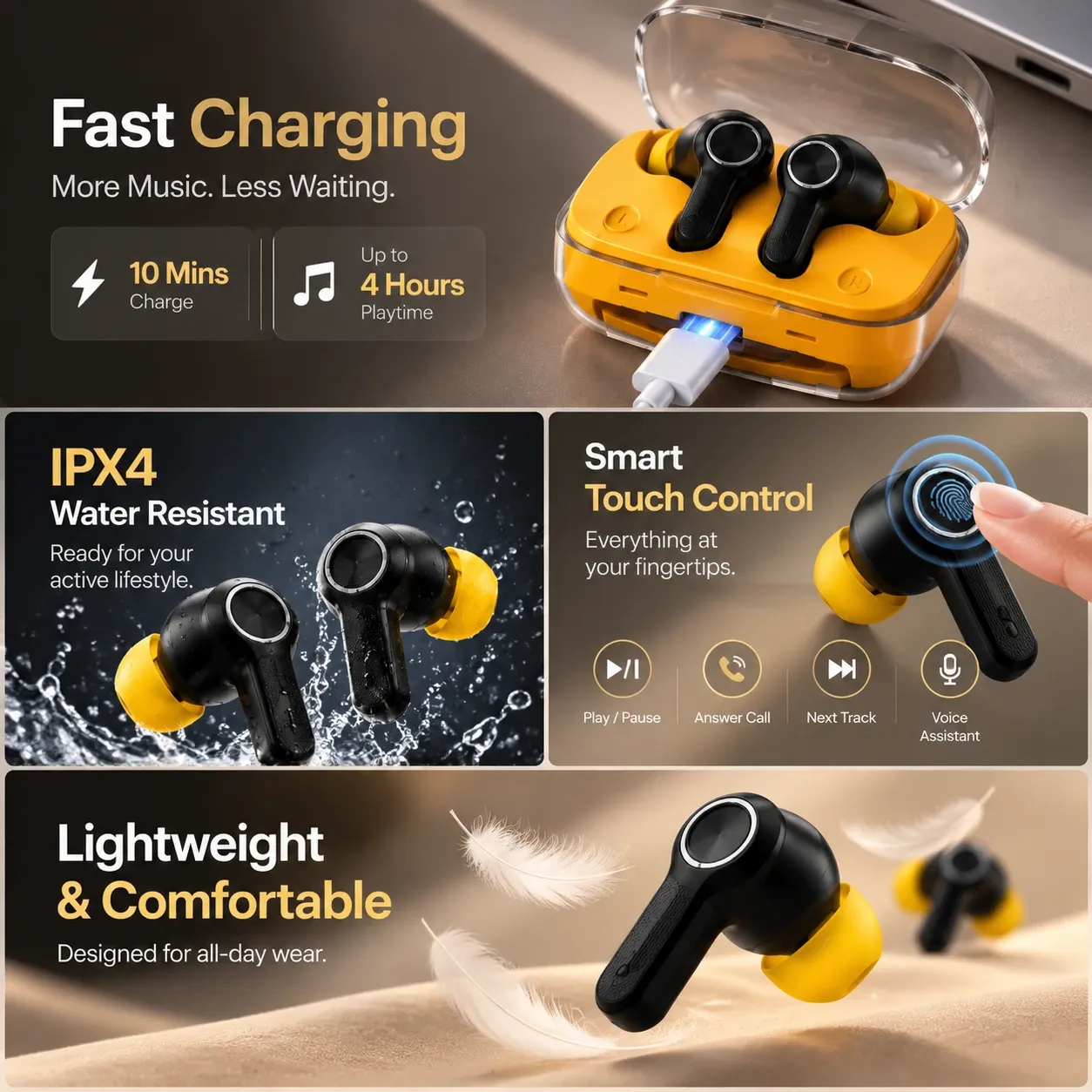 Buds Pro 6 Wireless Earbuds - ANC/ENC | Random Color view 3