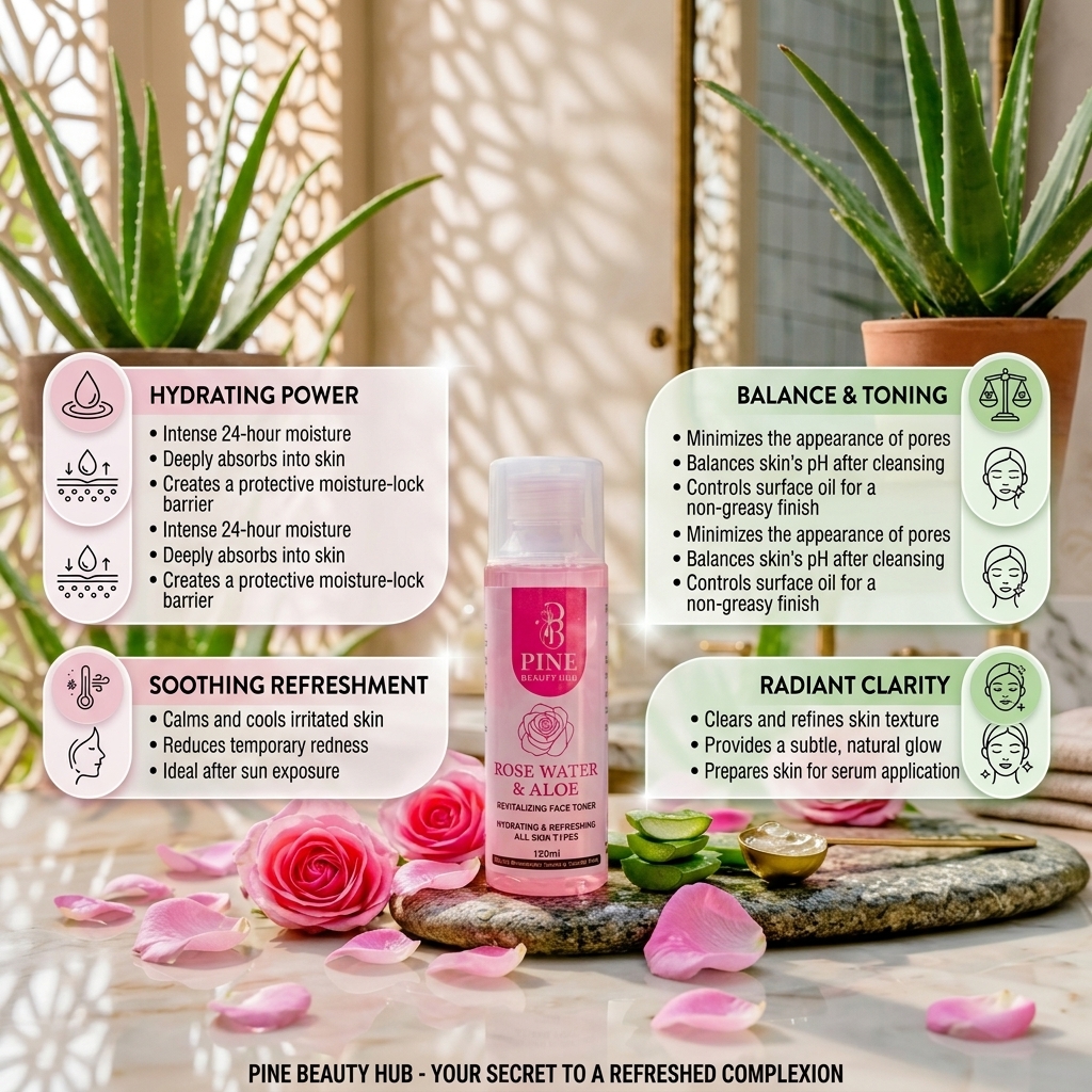 Rose Water & Aloe Revitalizing Face Toner - 120ml | Hydrating & Refreshing Facial Mist for All Skin Types view 3