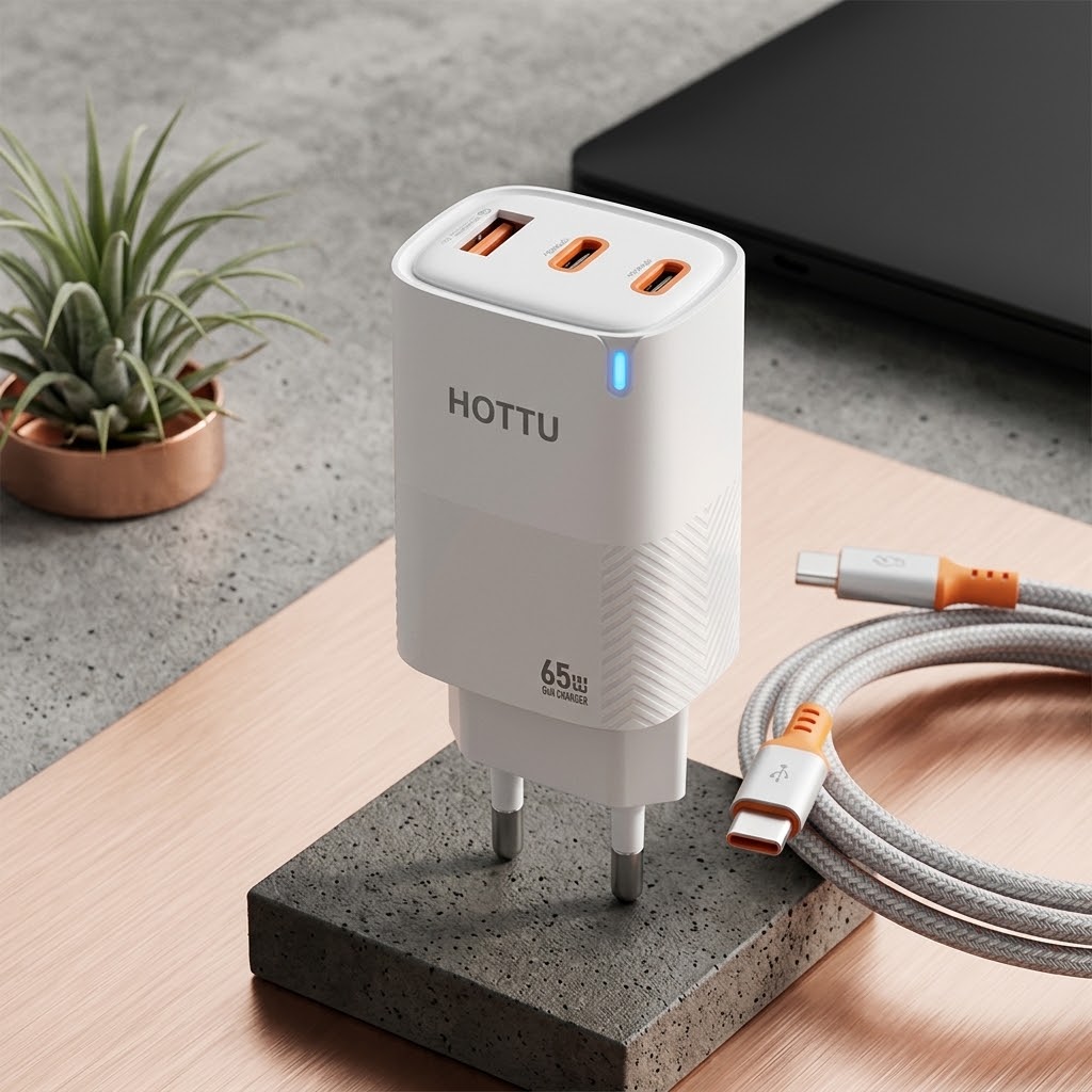 HOTTU FC34 65W GaN Super Quick Charger – Dual USB-C PD & USB-A Fast Charging view 2