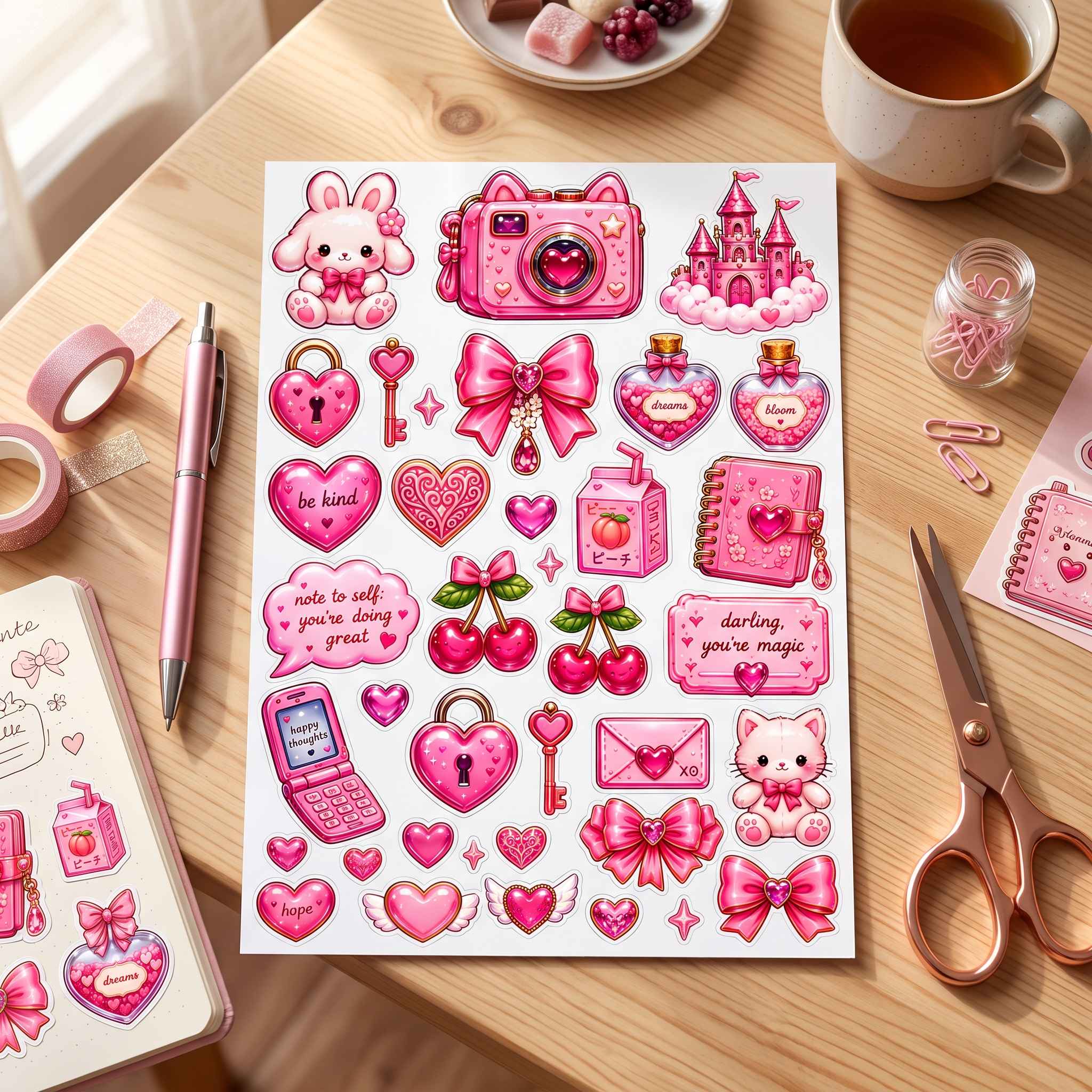 Cute Pink Aesthetic Decorative Sticker Set view 2