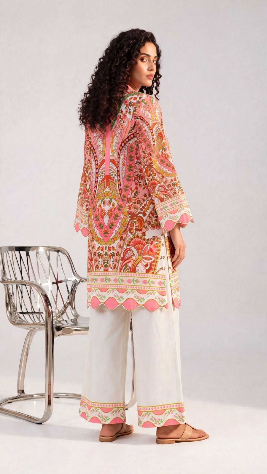 Women’s Pink Cutwork 2-Piece Stitched Co-Ord Set/Kameez Shalwar
