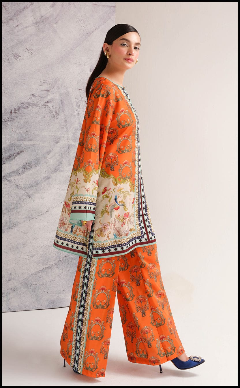 Orange Digital Printed Swiss Lawn Co-ord Set view 5