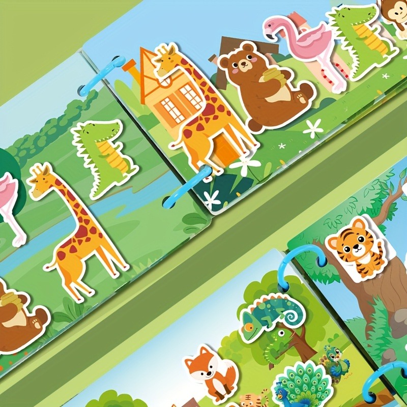 Preschool Busy Book for Kids 3+ | Reusable Learning Stickers, ABC Alphabet Book, Animal Shapes Matching, Vocabulary Building & Kindergarten Educational Activities view 2