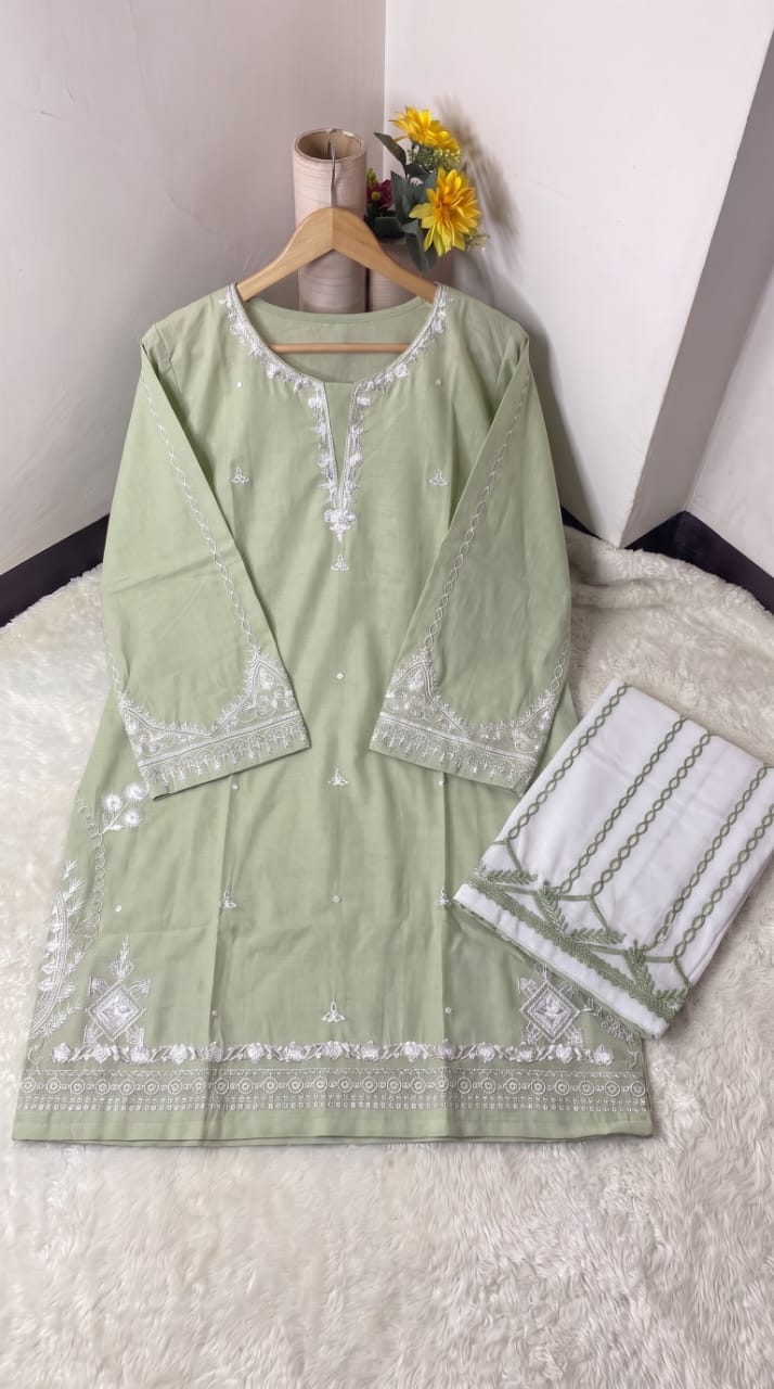 Embroidered Soft Cotton 2-Piece Suit Apparel Accessory For Women's view 2