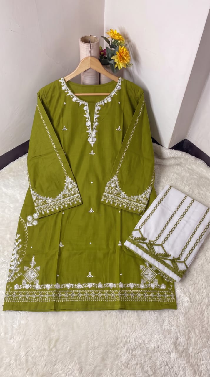 Embroidered Soft Cotton 2-Piece Suit Apparel Accessory For Women's view 3