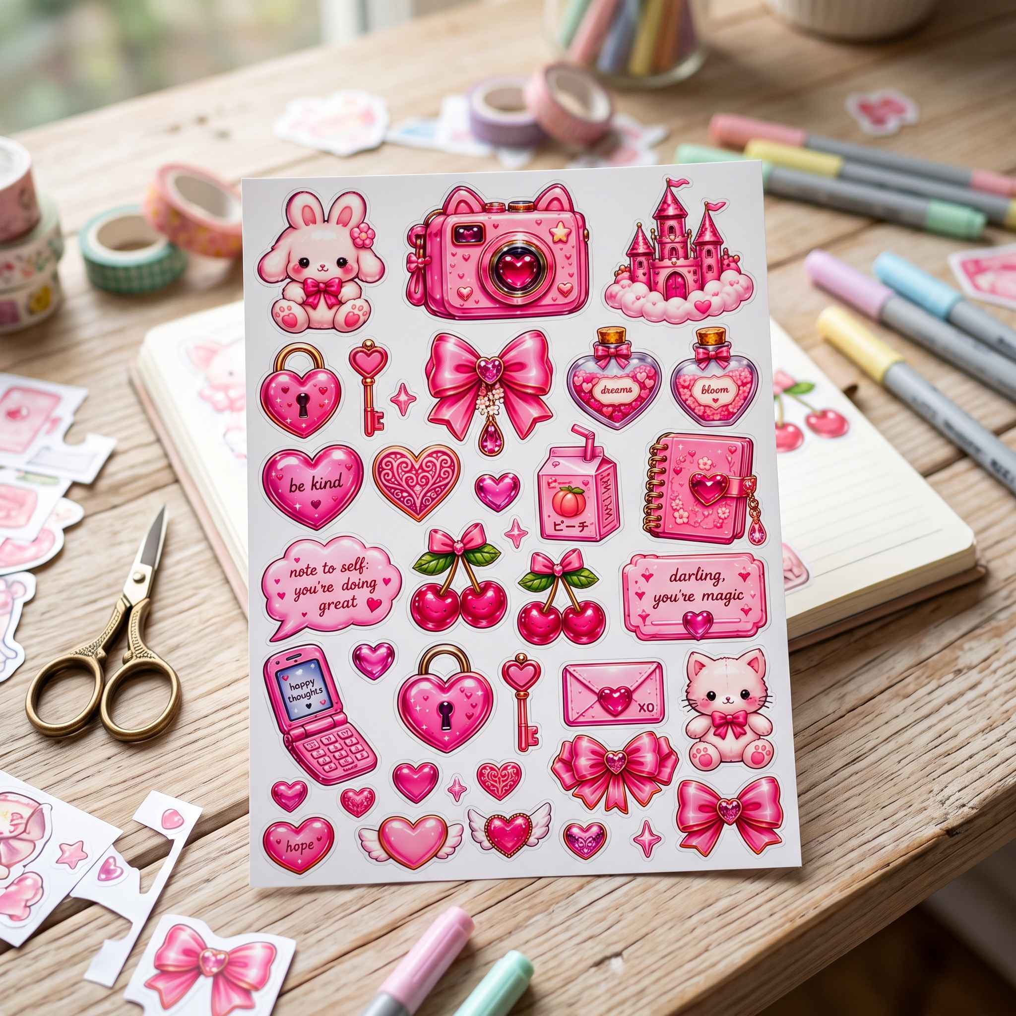 Cute Pink Aesthetic Decorative Sticker Set view 3